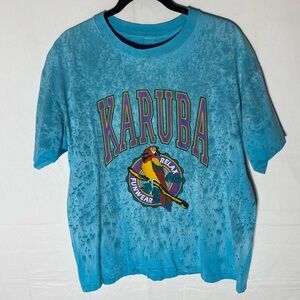 Vintage Karuba Funwear Blue Ice Dye Single Stitch Parrot T Shirt XXL